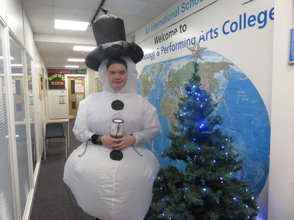 Image of Snowman raising money for charity