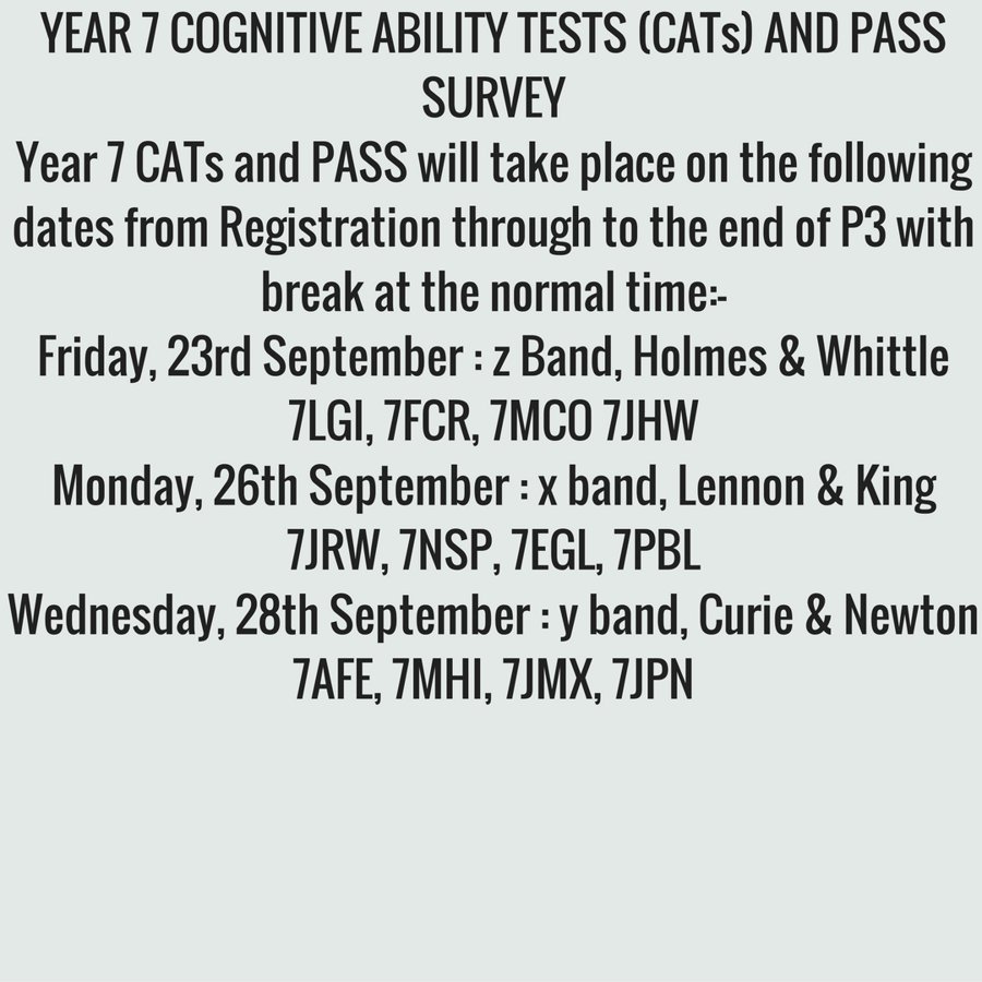 Image of Year 7 CAT Tests